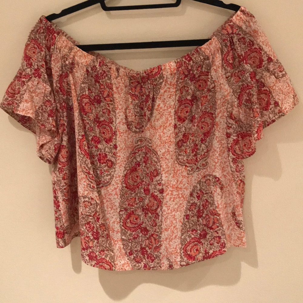 Madewell Paisley Off the Shoulder Silk Blouse - Picture 2 of 6